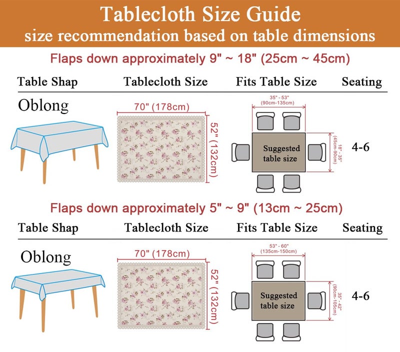 YEESSION Floral Print Rectangle Tablecloth 52 x 70 Inch Stain Resistant and Waterproof Wine Table Cover for Kitchen Dining Indoor Outdoor Buffet Tabletop Decoration (Beige) - Image 3
